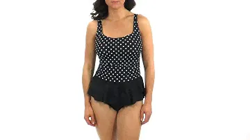 Longitude Basic Dot Peplum Tank One Piece | SwimOutlet.com